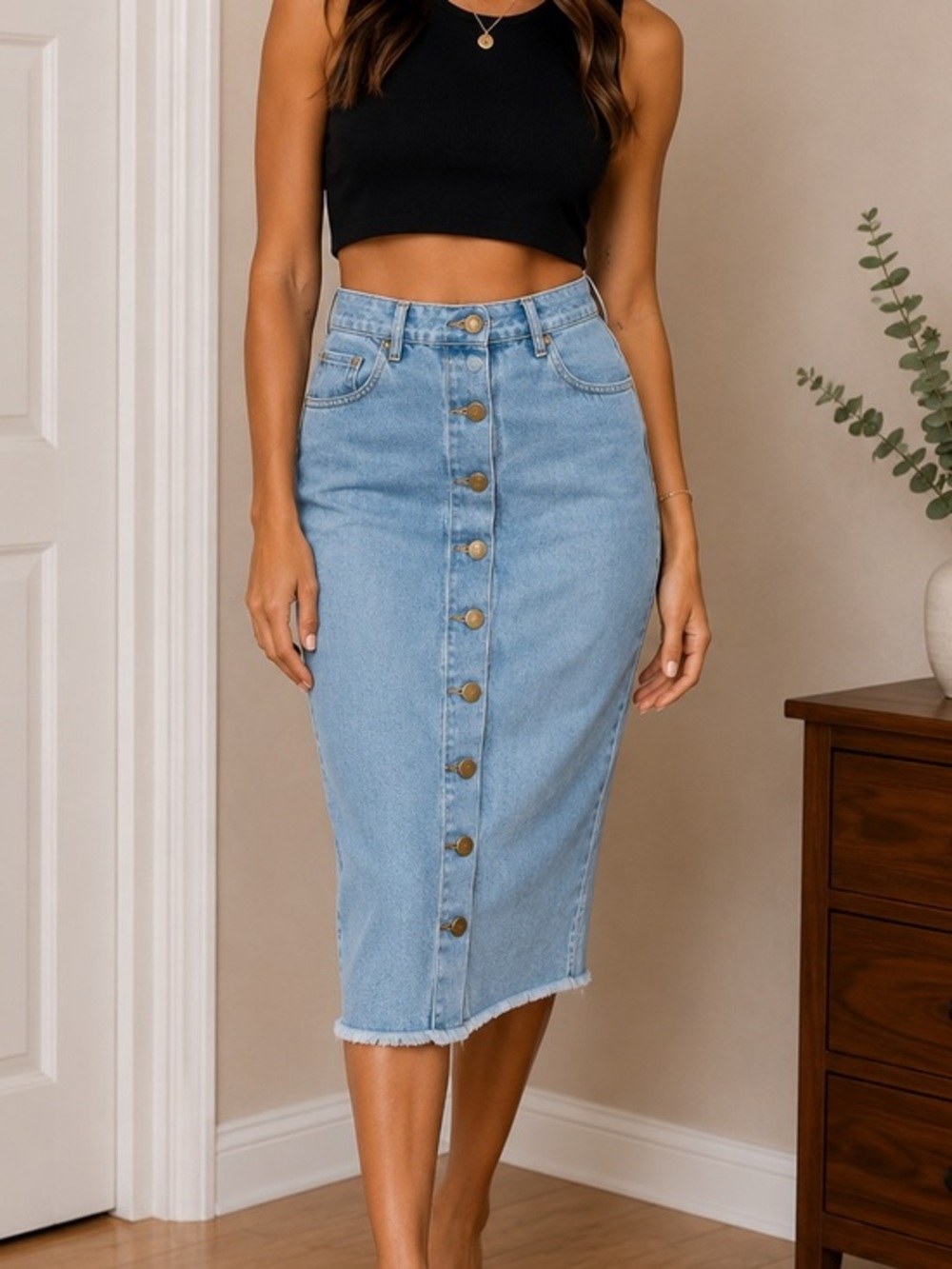 NWT Nasty Gal Button through Midi Skirt size XS